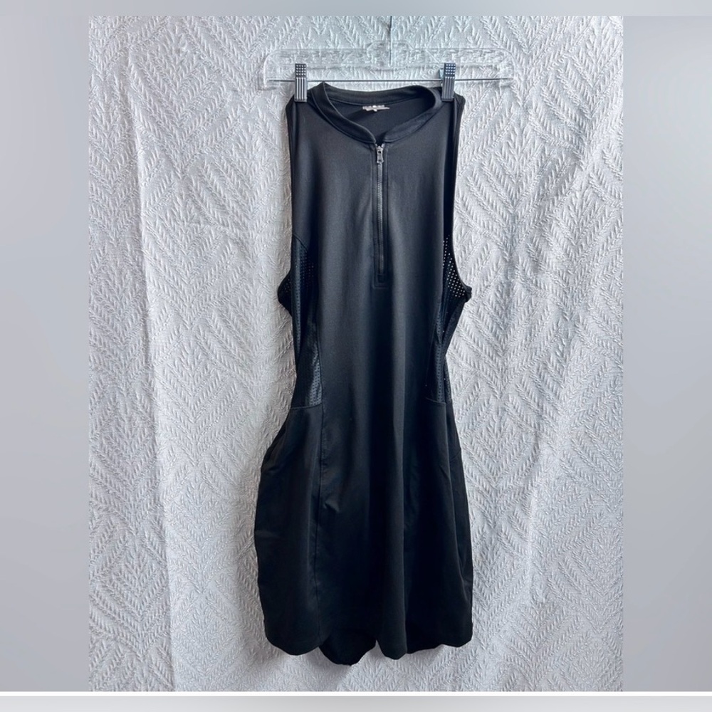 CALIA by Carrie Underwood Black Quarter-Zip Mesh Panel Tennis/Golf Dress - Picture 2 of 8